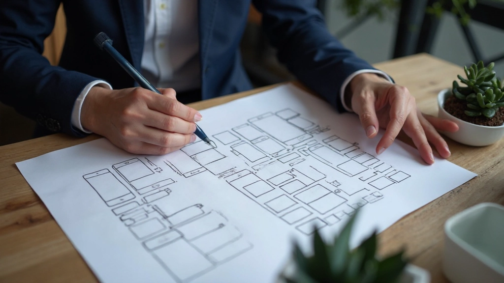 Mobile-first strategie piramide: mobiel als basis, tablet in het midden, desktop aan de top