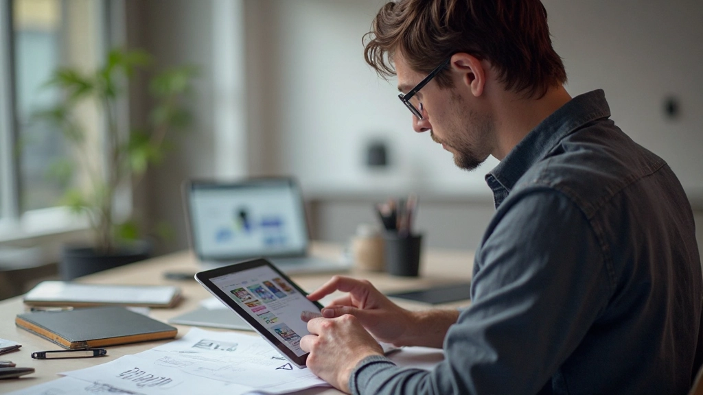UX specialist reviewing mobile app interface designs and user experience patterns